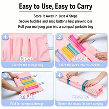 Mahjong Rack Storage & Carry Bag – Holds 4 Racks, Roll-Up Organizer, Pink or Blue