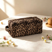 Mahjong Bag, Mahjong Tile Bag, Quilted Brown Leopard Print Fabric Storage Pouch for Game Night, Birthday or Christmas Gift