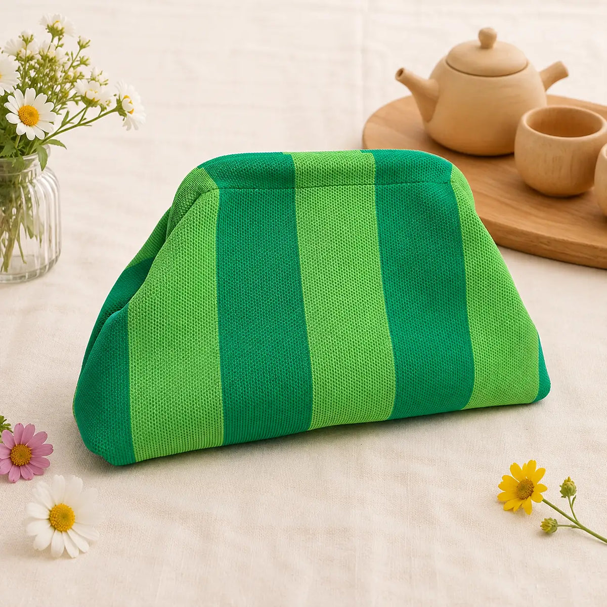 Mahjong Bag, Mahjong Storage Bag, Green Pink Striped Fabric Bag, Multiple Styles and Colors Mahjong Storage Solution for Game Night, Birthday or Christmas Gift