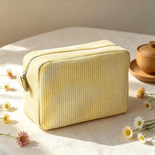 Mahjong Bag, Embroidered Light Green Striped Fabric Tile Pouch for Travel and Game Night, Birthday or Christmas Gift for Mahjong Player