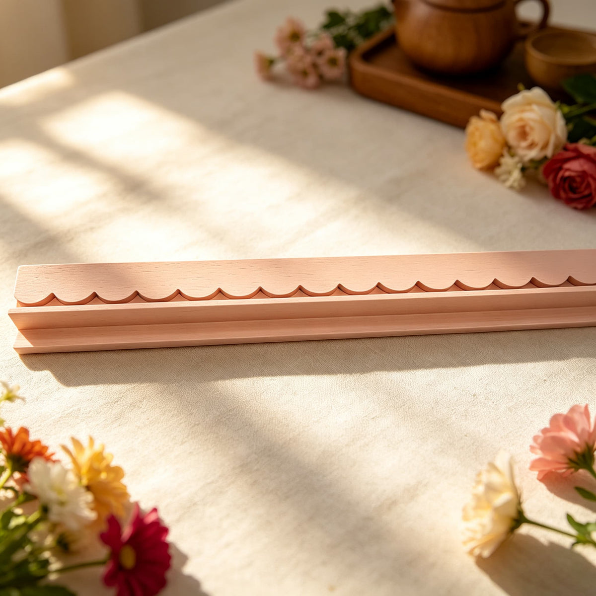 Mahjong Rack Set with Magnetic Pusher, Mahjong Pusher Set, Wooden Shell-Shaped Tile Organizer for American Mahjong Game Night