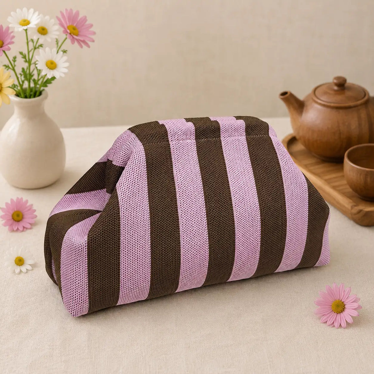 Mahjong Bag, Mahjong Storage Bag, Green Pink Striped Fabric Bag, Multiple Styles and Colors Mahjong Storage Solution for Game Night, Birthday or Christmas Gift