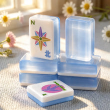 Mahjong Game Set Modern Mahjong Set, Mahjong Set, Light Blue Acrylic Tile Game with Floral Ladybug Design, Modern Home Mahjong Game and Gift