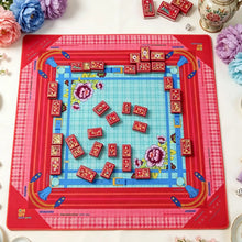 Travel Mahjong Set, Colorful Red-Framed Plastic American Mahjong Tiles for Family Game Night, Birthday or Christmas Gift for