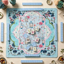 Mahjong Game Set Modern Mahjong Set, Mahjong Set, Light Blue Acrylic Tile Game with Floral Ladybug Design, Modern Home Mahjong Game and Gift