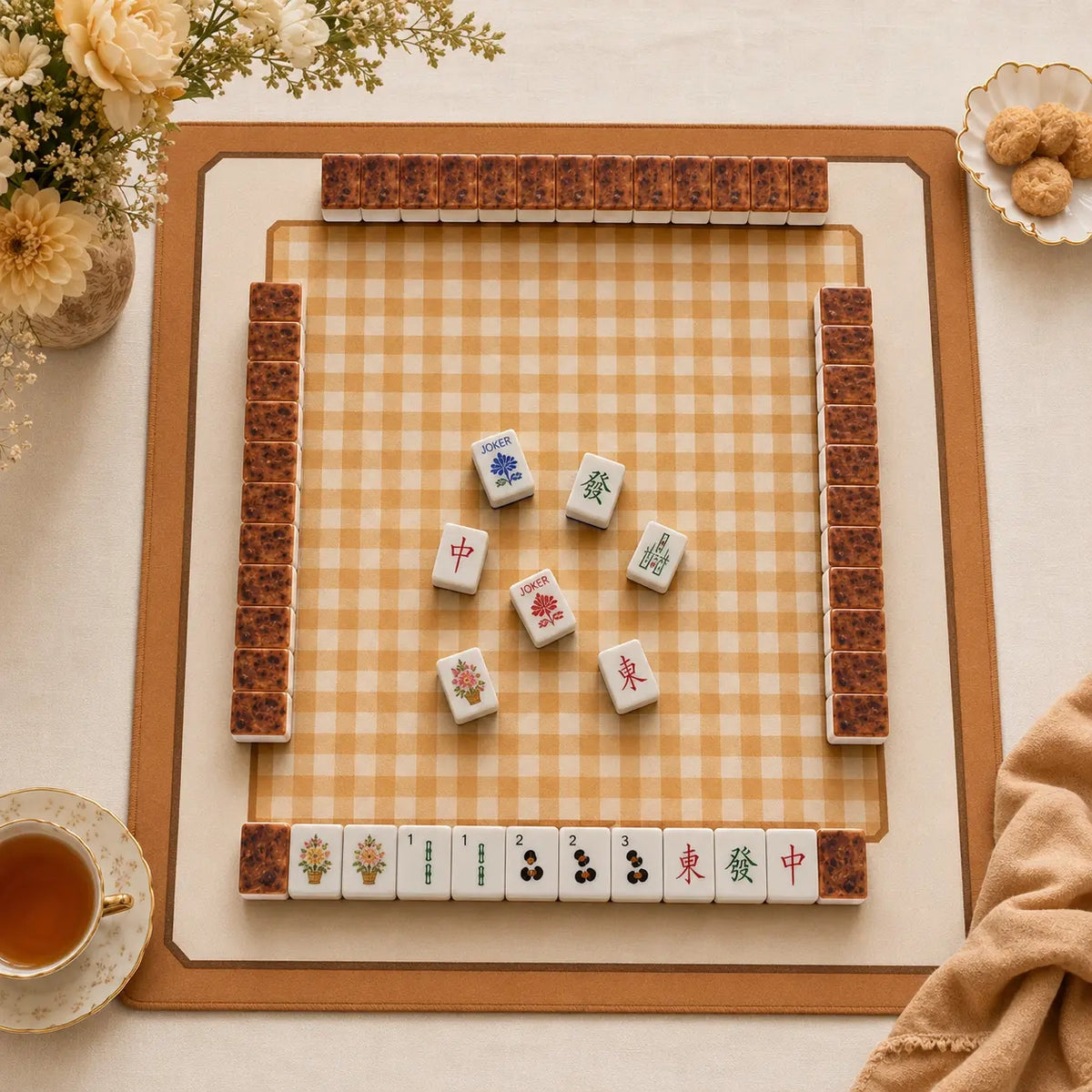 Decorative Mahjong Set, American, White Leopard Pattern Acrylic Tile Game, Birthday and Christmas Gift for Women, Girls Game