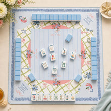 Mahjong Set, Blue White Striped Acrylic American Mahjong Tiles, Home Game, Birthday and Christmas Gift for Mom, For Home Mahjong Game