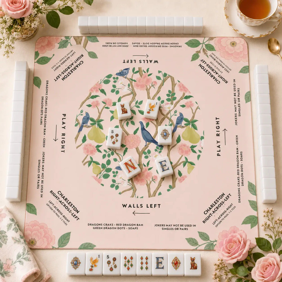 Mahjong Set, Ivory Mother-of-Pearl American Tile Set for Family Game Night, Mahjong Lover Birthday or Christmas Gift, Christmas Mahjong Gift