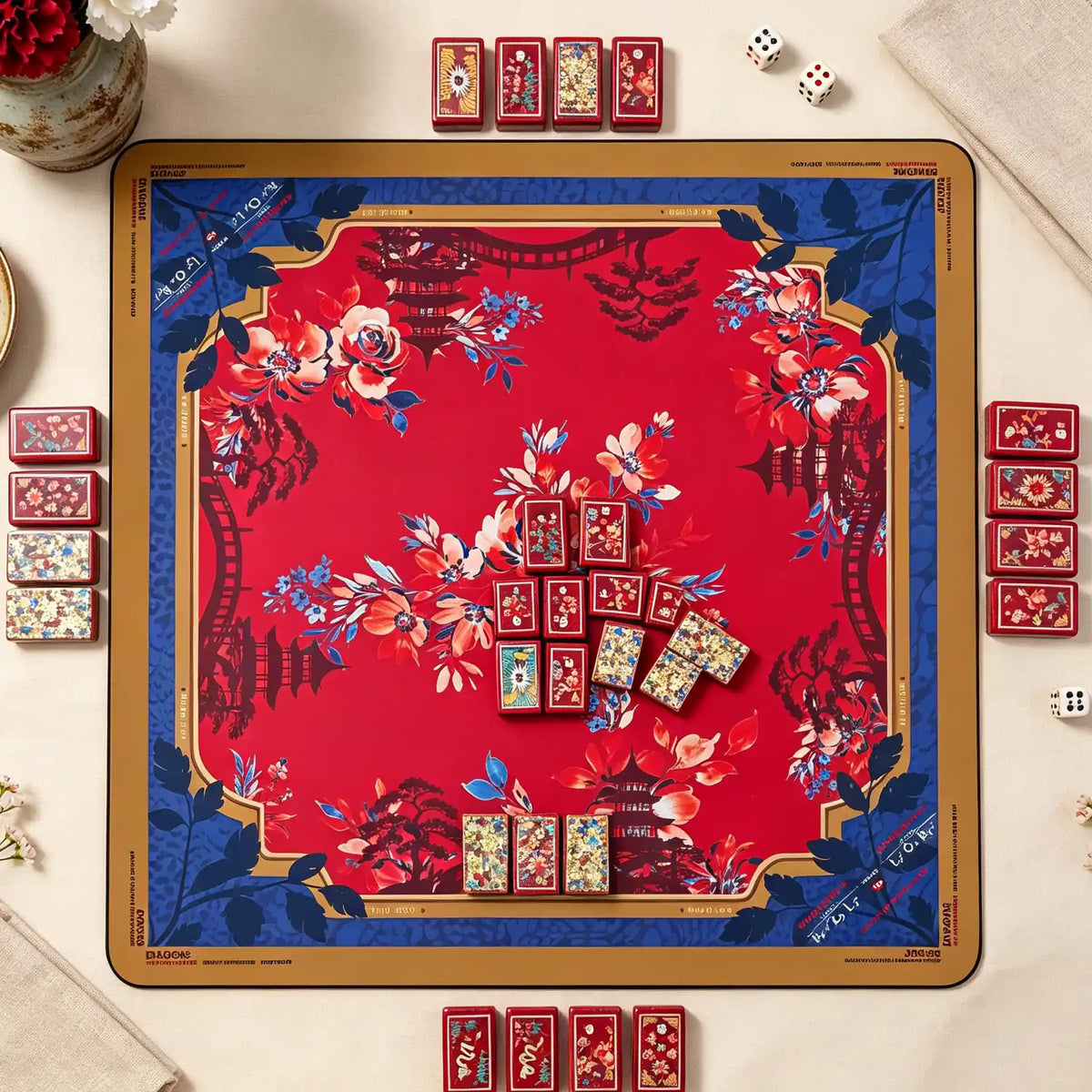 Travel Mahjong Set, Colorful Red-Framed Plastic American Mahjong Tiles for Family Game Night, Birthday or Christmas Gift for