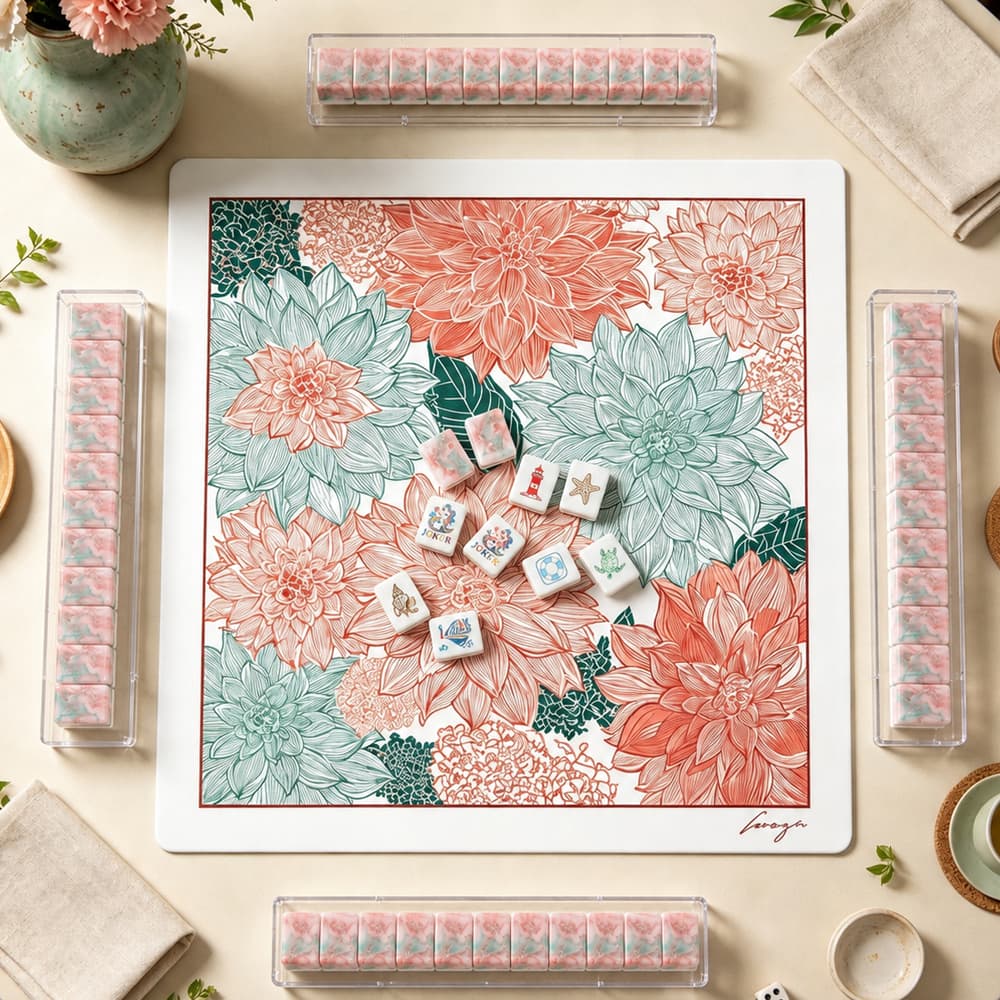 Mahjong Set, Acrylic Mahjong Tiles, Coastal American, Pink for Home Game Night, Birthday and Christmas Gift for Mom, Mahjong Gift For Wife