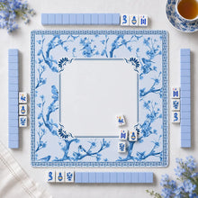 Mini American Mahjong Set, White and Blue Acrylic Mahjong Tiles for Home Game Night, Birthday and Christmas Gift
