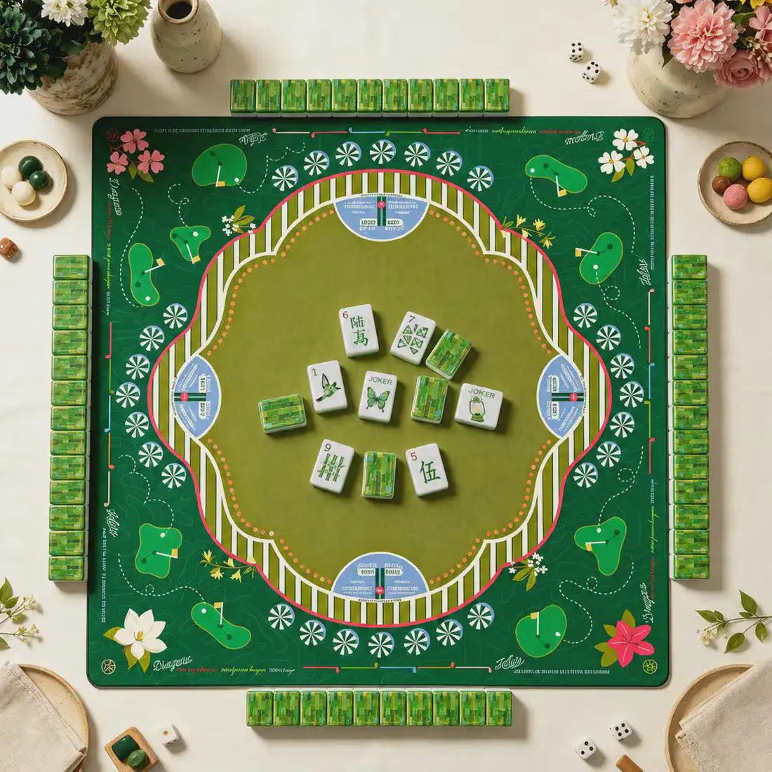 Mahjong Set, Green Butterfly Acrylic American Mahjong Tiles for Home Game Night, Birthday Mahjong Gift, Christmas Mahjong Gift