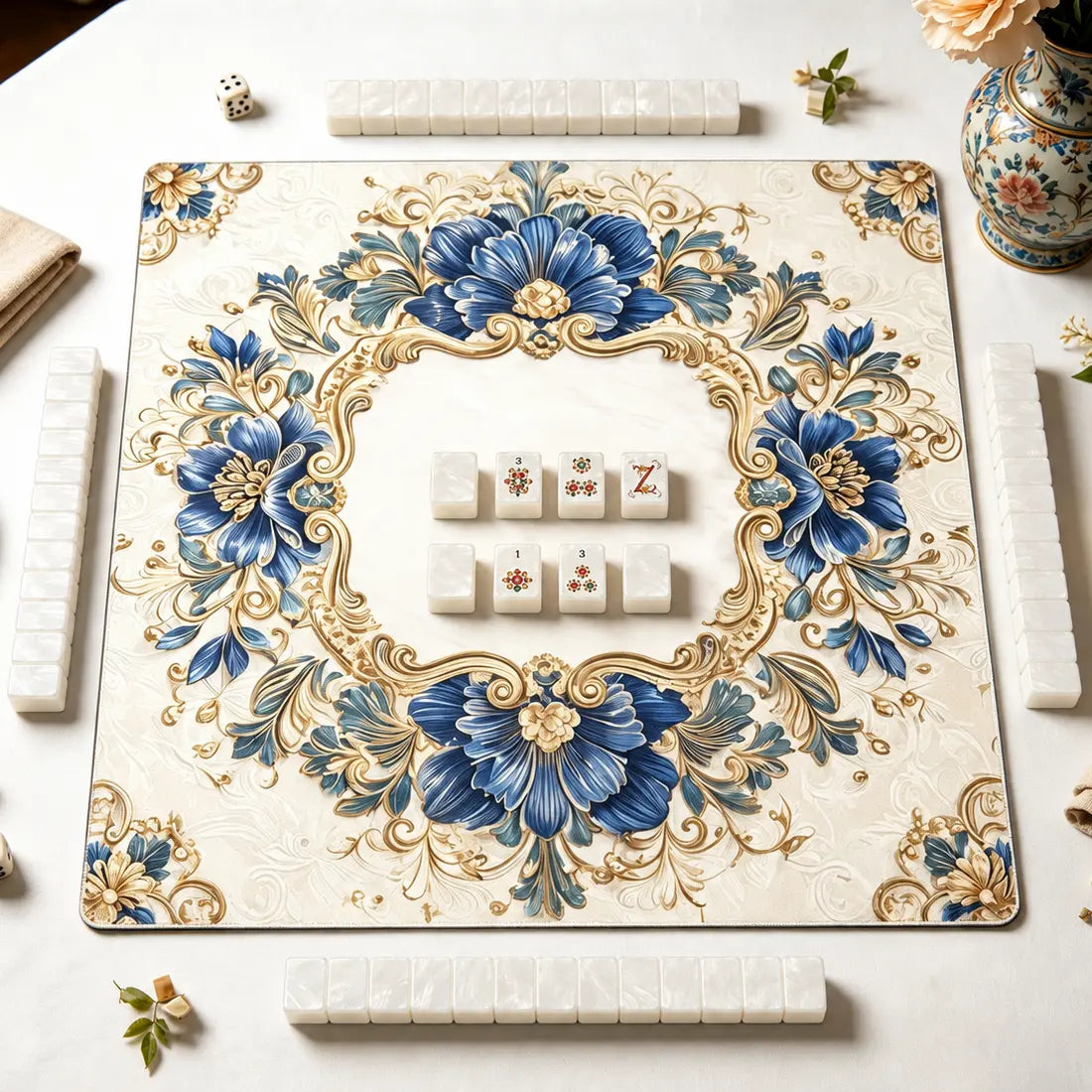 Pearlescent American Mahjong Set, Baroque Jewel White Decorative Mahjong Tiles, Gift for Mom, Home Game Night, Birthday or Christmas Gift