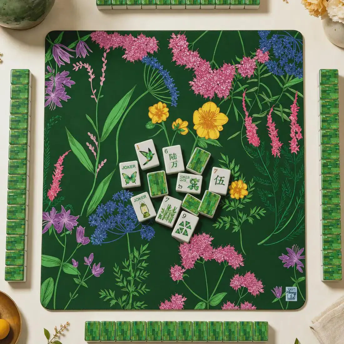 Mahjong Set, Green Butterfly Acrylic American Mahjong Tiles for Home Game Night, Birthday Mahjong Gift, Christmas Mahjong Gift