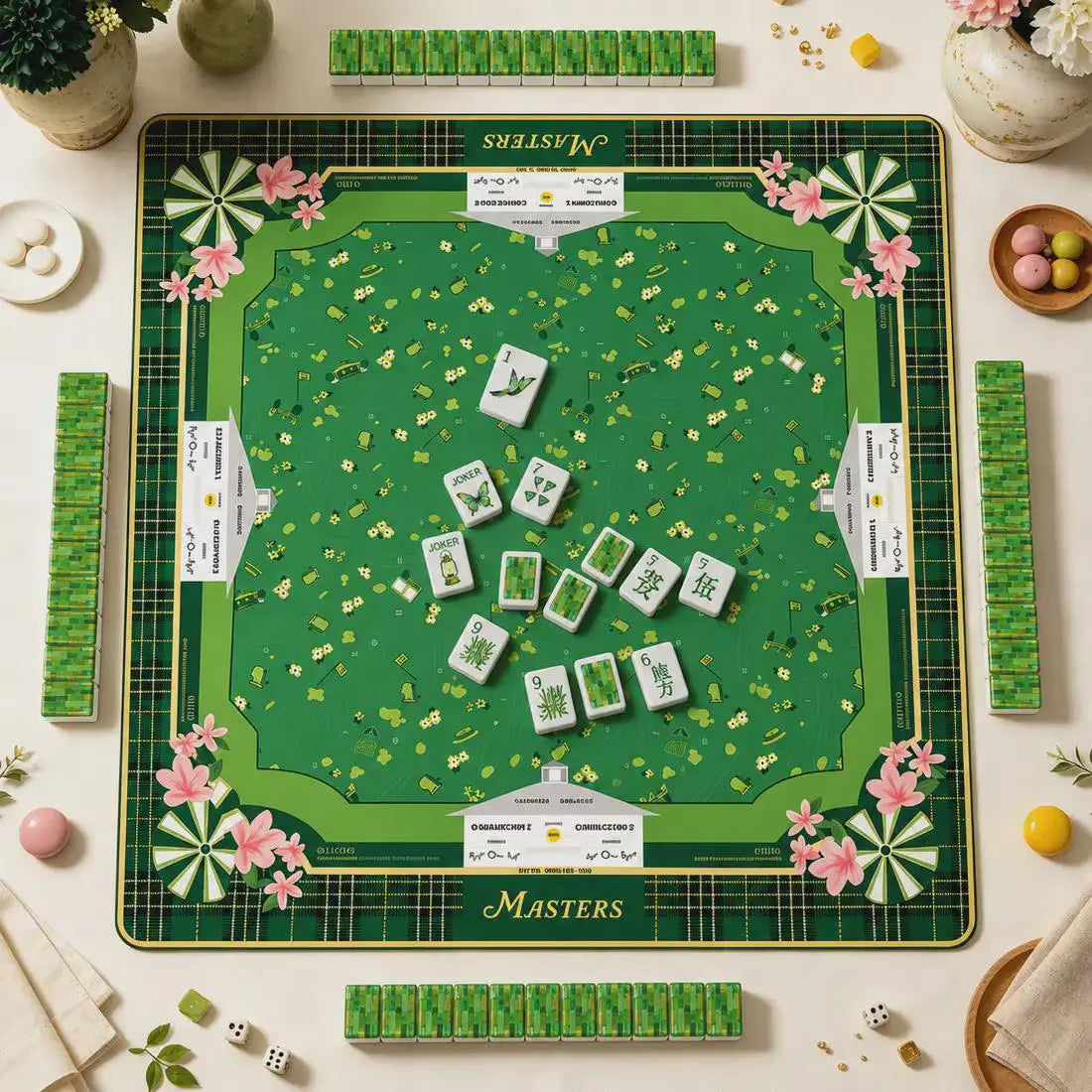 Mahjong Set, Green Butterfly Acrylic American Mahjong Tiles for Home Game Night, Birthday Mahjong Gift, Christmas Mahjong Gift