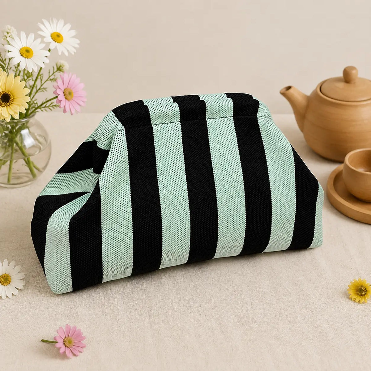 Mahjong Bag, Mahjong Storage Bag, Green Pink Striped Fabric Bag, Multiple Styles and Colors Mahjong Storage Solution for Game Night, Birthday or Christmas Gift
