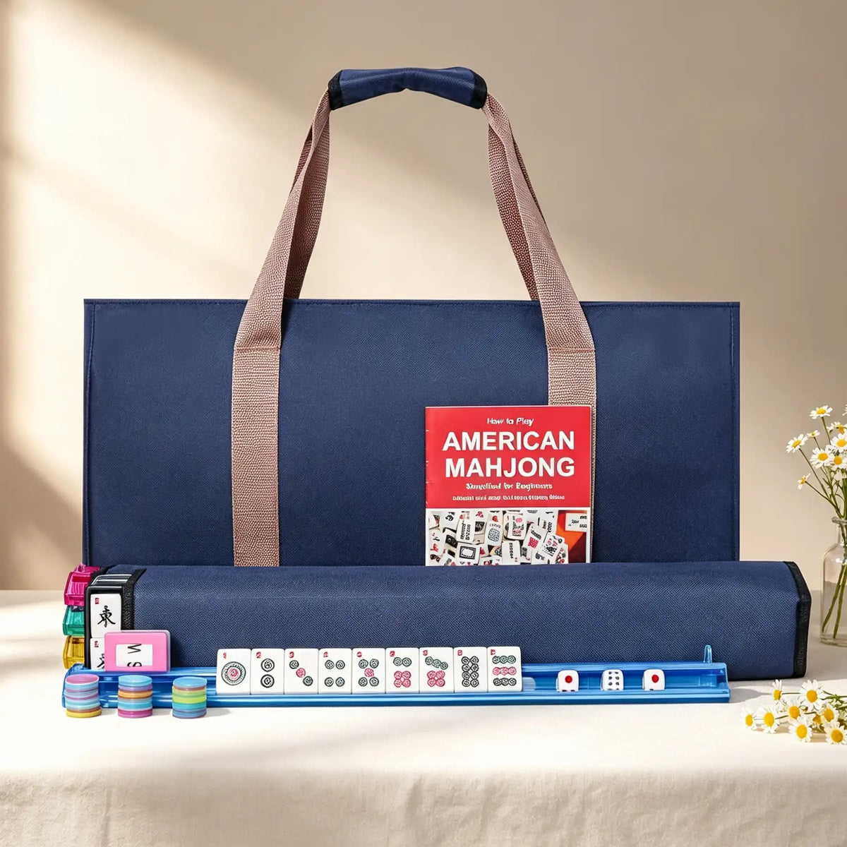 Gift For Mahjong Lover Mahjong Bag & Tile Pouch, Rack Sleeve, Solid Color Mahjong Storage Bag Set, Canvas Tile Pouch and Rack Sleeve, Multiple colors available