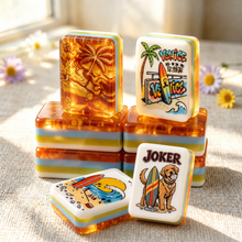 American Mahjong Set,Decorative Beach Theme,Tropical Beach Mahjong Tiles in Acrylic and Resin Tortoiseshell print,Gift for Mahjong Lover,160