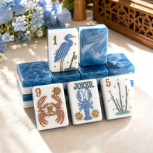 American Mahjong Set, American, Blue and White Acrylic Mahjong Tiles, Marine Theme for Home Game Night, Birthday or Christmas