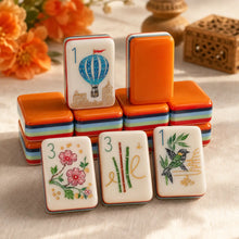 Mini Mahjong Set, Mini American, Orange Acrylic Mahjong Tiles for Home Game Night, Birthday and Christmas Gift for Mom