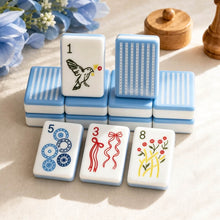 Mahjong Set, Blue White Striped Acrylic American Mahjong Tiles, Home Game, Birthday and Christmas Gift for Mom, For Home Mahjong Game