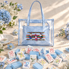 Mahjong Set, Blue White Striped Acrylic American Mahjong Tiles, Home Game, Birthday and Christmas Gift for Mom, For Home Mahjong Game