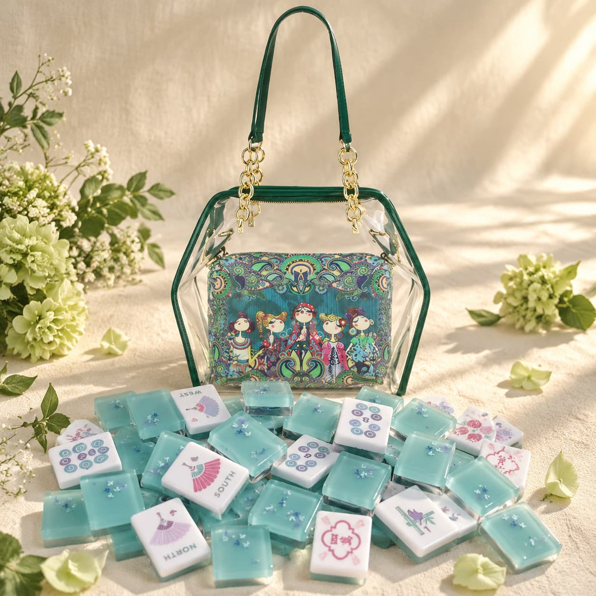 Mahjong Set, Acrylic Mahjong Tiles, Mahjong Tiles Set, Butterfly Pattern Clear Acrylic American Mahjong, Home Game and Christmas Gift for