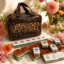 Decorative Mahjong Set, American, White Leopard Pattern Acrylic Tile Game, Birthday and Christmas Gift for Women, Girls Game