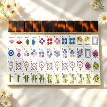 Mahjong Set, Portable Double-Layer White Tortoise-Shell Acrylic Tiles, Adult Game Night, Birthday & Christmas Mahjong Gift for Mom