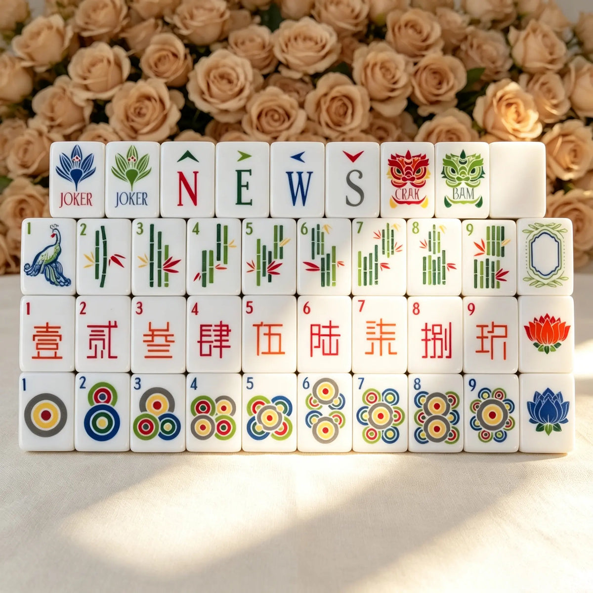 Decorative Mahjong Set, American, White Leopard Pattern Acrylic Tile Game, Birthday and Christmas Gift for Women, Girls Game