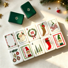 Mahjong Set, 4-Layer Hand-Painted Acrylic American Mahjong Tiles, White Christmas Design, Birthday Gift for Mom, Mahjong Gift For Wife