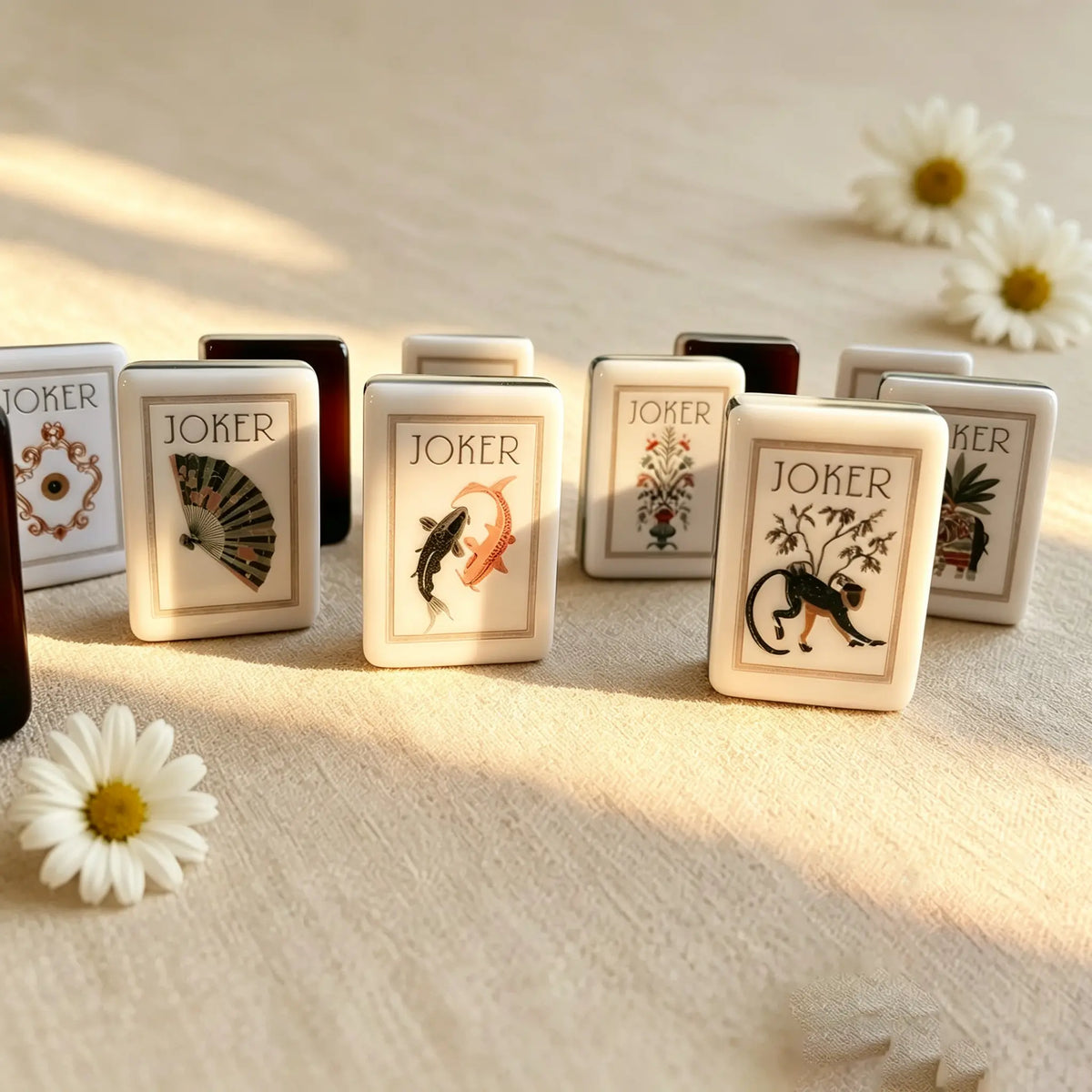Mahjong Set, Four-Layer White Tortoise-Shell Acrylic Tiles, Home Mahjong Game, Birthday Mahjong Gift, Christmas Mahjong Gift