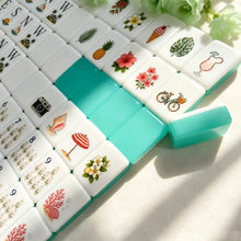 Mahjong Set, 4-Layer Turquoise Blue Acrylic American Mahjong Tiles, Beginner Home Game and Christmas Gift for Mom, Marine Themed Mahjong