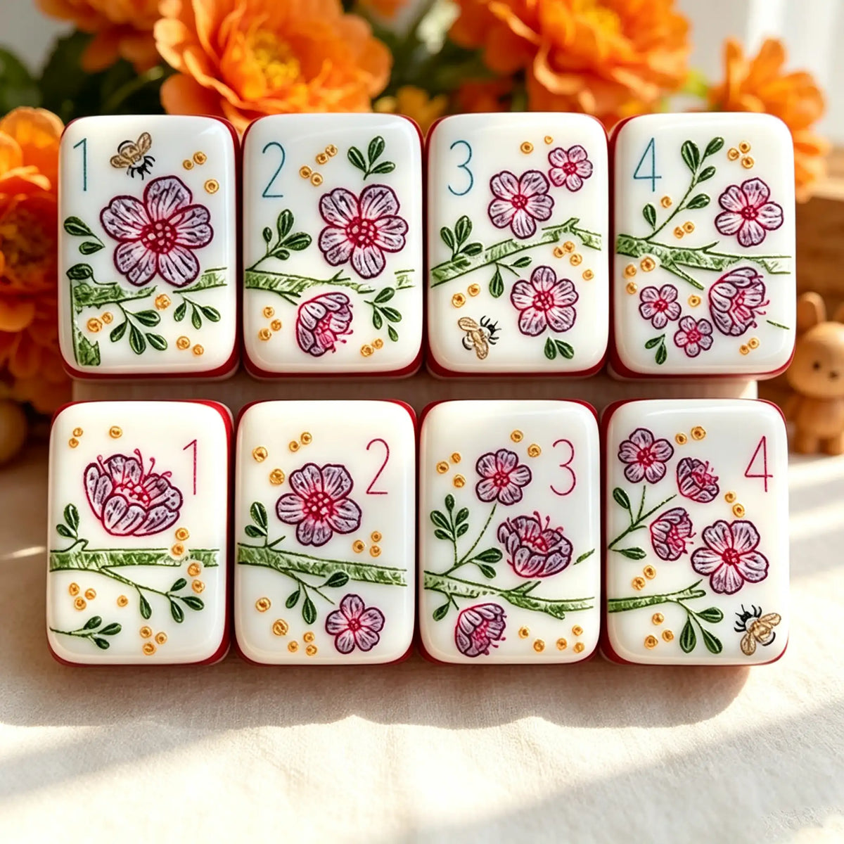 Mini Mahjong Set, Mini American, Orange Acrylic Mahjong Tiles for Home Game Night, Birthday and Christmas Gift for Mom