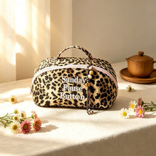 Mahjong Bag, Mahjong Tile Bag, Quilted Brown Leopard Print Fabric Storage Pouch for Game Night, Birthday or Christmas Gift