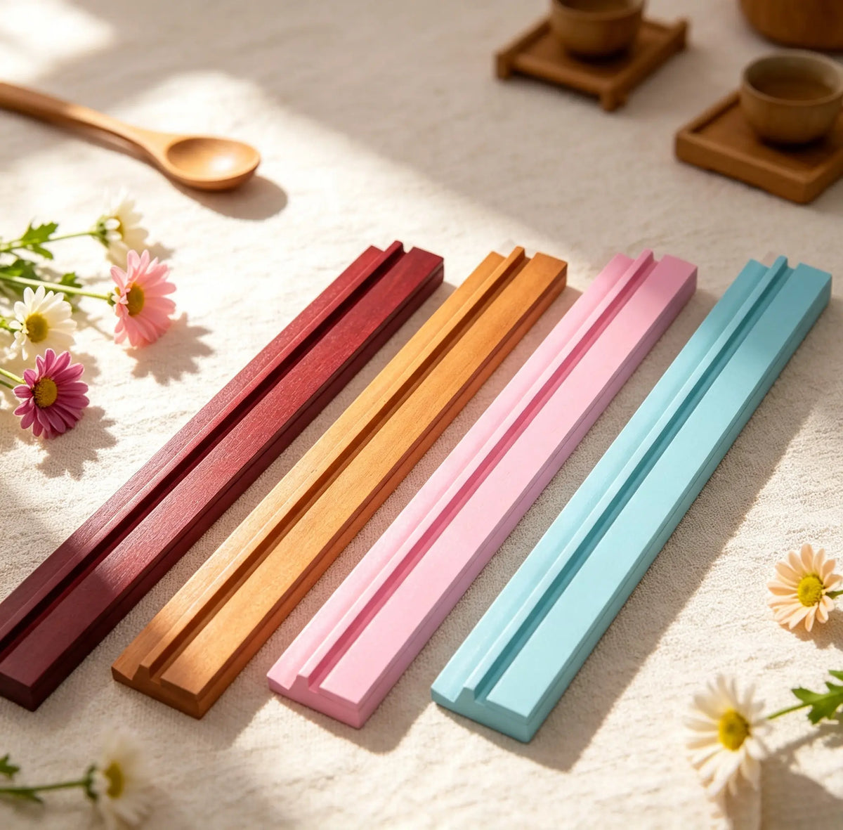 Mahjong Rack Set with Wooden Pushers, Colorful Tile Organizer for Mahjong Game Night, Christmas Gift for Mom