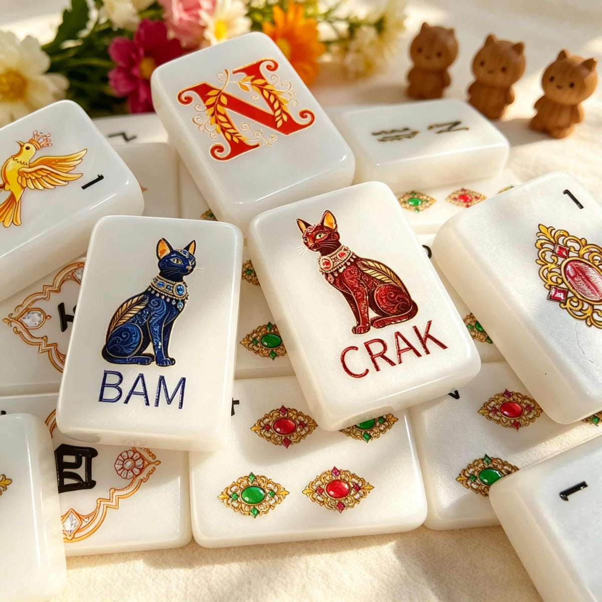 Mahjong Set, Ivory Mother-of-Pearl American Tile Set for Family Game Night, Mahjong Lover Birthday or Christmas Gift, Christmas Mahjong Gift