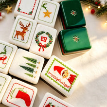 Mahjong Set, 4-Layer Hand-Painted Acrylic American Mahjong Tiles, White Christmas Design, Birthday Gift for Mom, Mahjong Gift For Wife