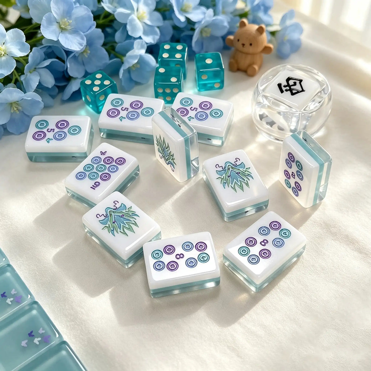Mahjong Set, Acrylic Mahjong Tiles, Mahjong Tiles Set, Butterfly Pattern Clear Acrylic American Mahjong, Home Game and Christmas Gift for