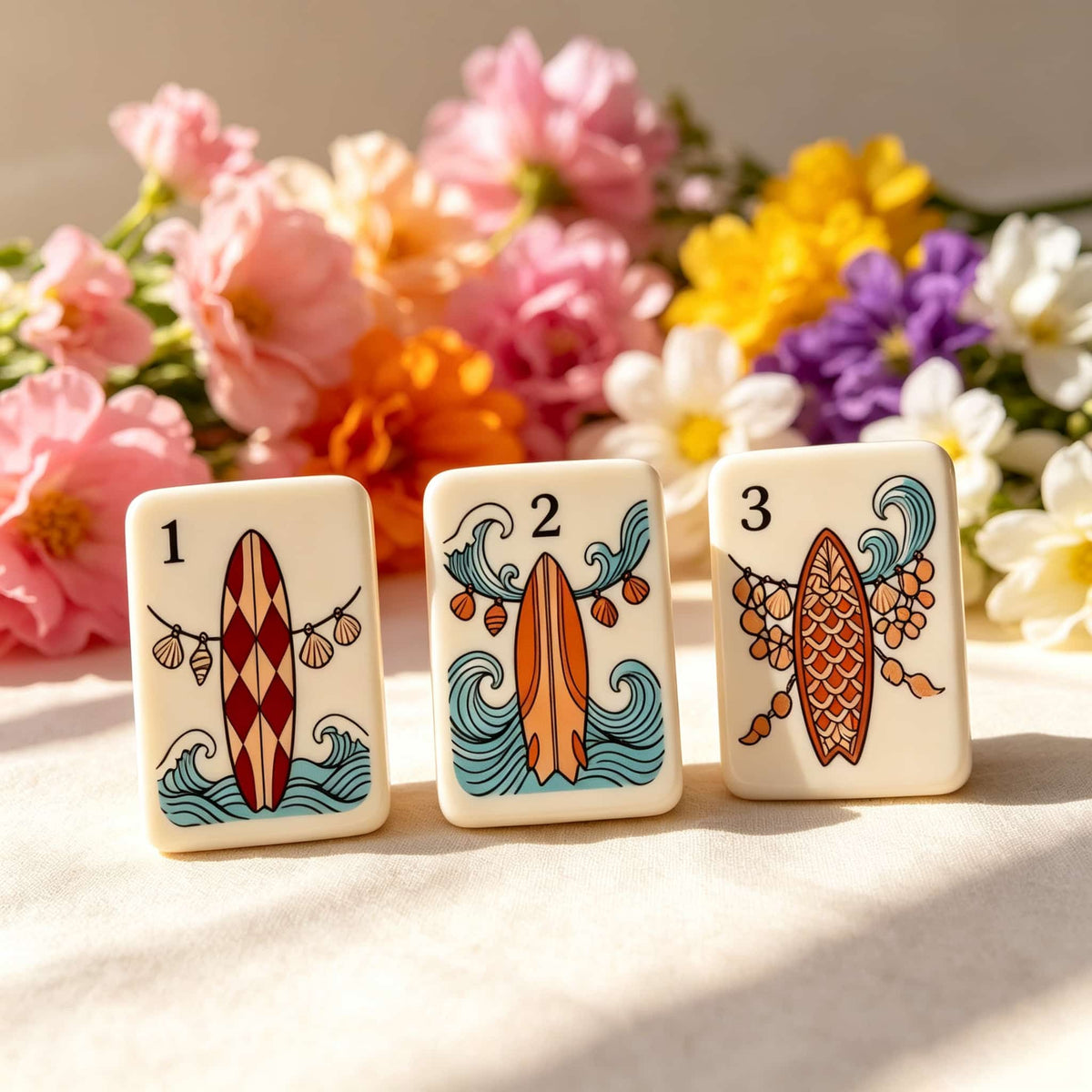 American Mahjong Set,Decorative Beach Theme,Tropical Beach Mahjong Tiles in Acrylic and Resin Tortoiseshell print,Gift for Mahjong Lover,160