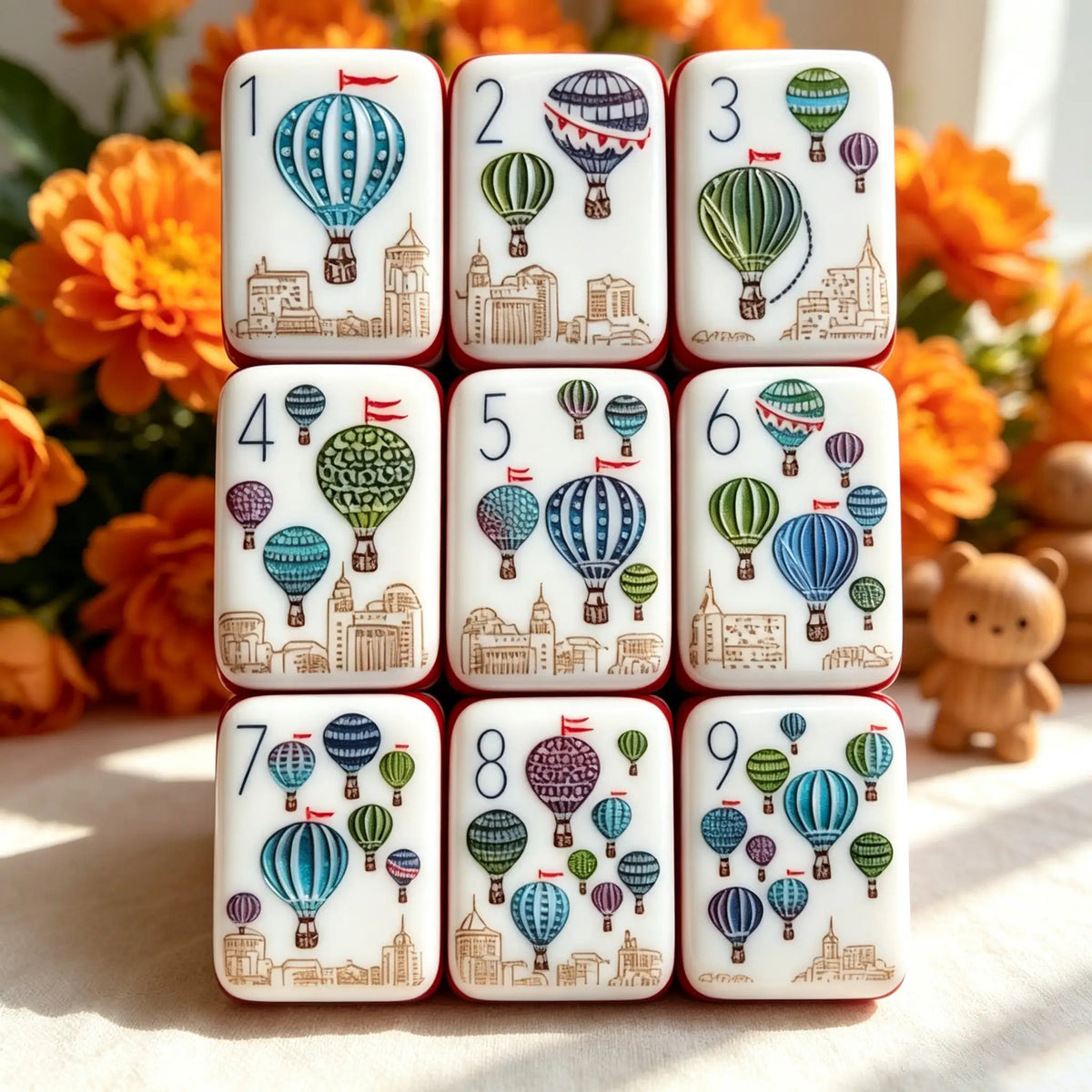 Mini Mahjong Set, Mini American, Orange Acrylic Mahjong Tiles for Home Game Night, Birthday and Christmas Gift for Mom