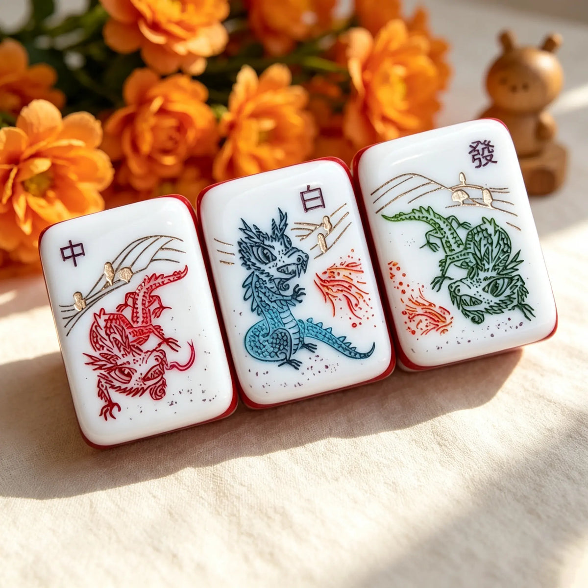 Mini Mahjong Set, Mini American, Orange Acrylic Mahjong Tiles for Home Game Night, Birthday and Christmas Gift for Mom