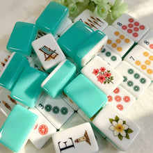 Mahjong Set, 4-Layer Turquoise Blue Acrylic American Mahjong Tiles, Beginner Home Game and Christmas Gift for Mom, Marine Themed Mahjong