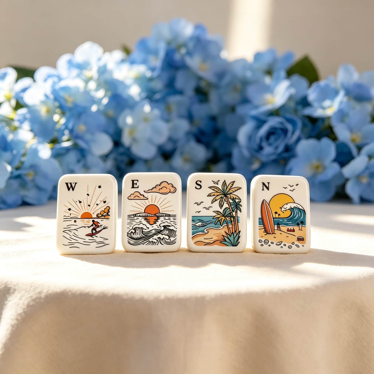 American Mahjong Set,Decorative Beach Theme,Tropical Beach Mahjong Tiles in Acrylic and Resin Tortoiseshell print,Gift for Mahjong Lover,160