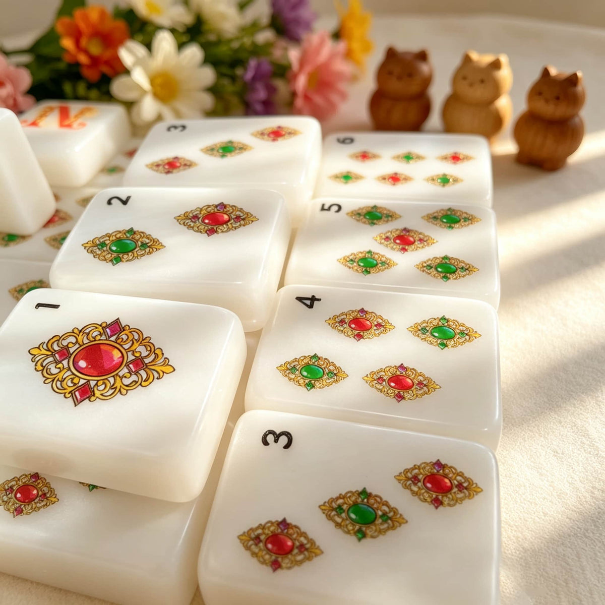 Mahjong Set, Ivory Mother-of-Pearl American Tile Set for Family Game Night, Mahjong Lover Birthday or Christmas Gift, Christmas Mahjong Gift