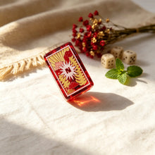 Travel Mahjong Set, Colorful Red-Framed Plastic American Mahjong Tiles for Family Game Night, Birthday or Christmas Gift for