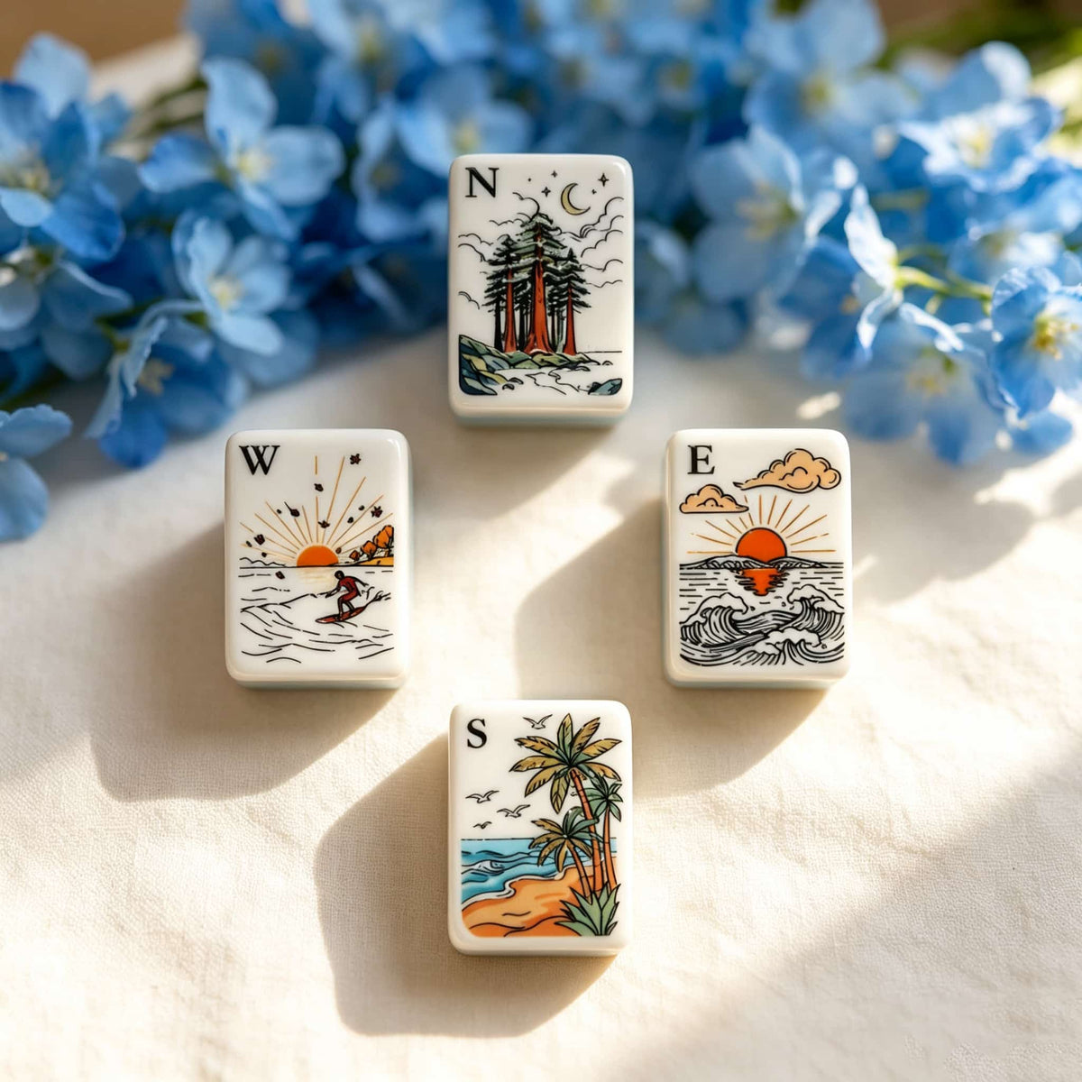 American Mahjong Set,Decorative Beach Theme,Tropical Beach Mahjong Tiles in Acrylic and Resin Tortoiseshell print,Gift for Mahjong Lover,160