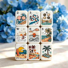 American Mahjong Set,Decorative Beach Theme,Tropical Beach Mahjong Tiles in Acrylic and Resin Tortoiseshell print,Gift for Mahjong Lover,160