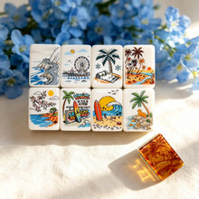 American Mahjong Set,Decorative Beach Theme,Tropical Beach Mahjong Tiles in Acrylic and Resin Tortoiseshell print,Gift for Mahjong Lover,160
