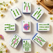 Mahjong Game Set Modern Mahjong Set, Mahjong Set, Light Blue Acrylic Tile Game with Floral Ladybug Design, Modern Home Mahjong Game and Gift